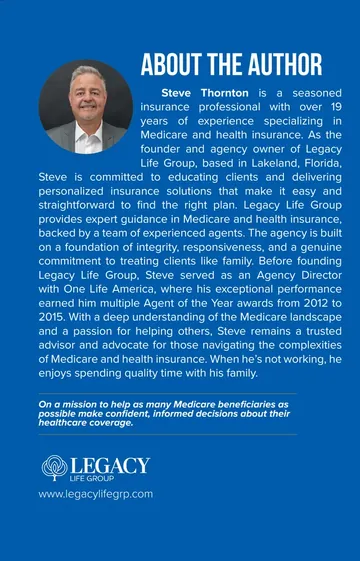 Back cover with About the Author: Steve Thornton, founder of Legacy Life Group